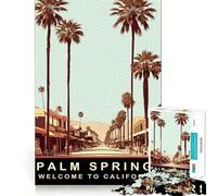 Rompecabezas de 1000 Piezas Palm Springs Arte de Corte preciso Diversión cognitiva Juego Tiempo Libre Diversión Escena navideña Arte (38x26cm)
