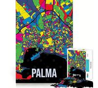 Rompecabezas de 1000 Piezas Palma de Mallorca Pop Art Mapa de la Ciudad Juguete preciso para ejercitar la Mente y la Mente Juguete para Momentos de Paz Obra de Arte navideña (50x75cm)