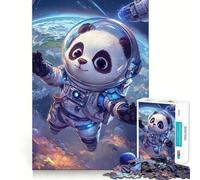 Rompecabezas de 1000 Piezas Panda Astronauta en el Espacio,diseño de Bordes Finos,Rompecabezas de lógica,Juego de Ocio,Regalo Divertido de cumpleaños (38x52cm)
