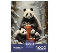 Rompecabezas De 1000 Piezas Panda Bear Family Xmas Rompecabezas para Adultos Juego Práctico Una Obra De Arte Cumpleaños Y Navidad 52x38cm/1000pcs