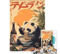 Rompecabezas de 1000 Piezas Panda Comiendo Ramen con Palillos Rompecabezas para Adultos Juguete antiestrés Análisis y lógica Toda la Familia (tamaño 50x75cm)