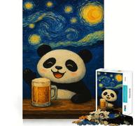 Rompecabezas de 1000 Piezas Panda con Cerveza en la Noche Estrellada para Adultos Juguete de lógica, diseño Relajante y Divertido para armar Regalo Ideal para Navidad (50x75cm)