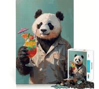 Rompecabezas de 1000 Piezas Panda con cóctel para Adolescentes Juguete fácil de Usar y con un diseño Original Ideal para el Ocio (38x52cm)