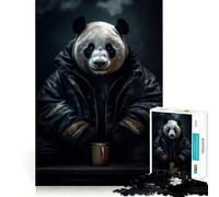 Rompecabezas de 1000 Piezas Panda con una Taza de té para Adultos Desarrolla la Mente y Mejora la Capacidad Cerebral Bordes precisos (38x52cm)