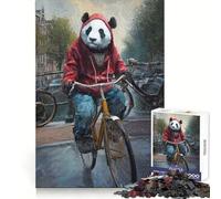 Rompecabezas de 1000 Piezas Panda en Bicicleta en Ámsterdam para Adolescentes Juguete fácil de Usar Ideal para el Ocio Diseño Compacto Un Regalo increíble (50x75cm)