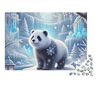 Rompecabezas de 1000 Piezas: Panda en el País de Las Maravillas Invernal. Panda de Nieve en el Bosque Invernal. Juego Educativo para Adultos. Decoración del hogar. Desafío 38 x 26 cm