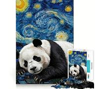 Rompecabezas de 1000 Piezas Panda en la Noche Estrellada para Adolescentes Ayuda a desarrollar la Memoria Diseño fácil de armar Regalo entrañable (38x26cm)
