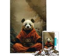 Rompecabezas de 1000 Piezas Panda Monje Místico Meditación Juguetes adictivos para Cultivar la Paciencia Juego Educativo Antiestrés Regalo de cumpleaños (Tamaño 38x26cm)