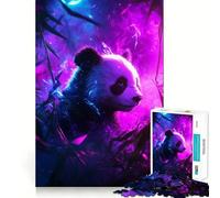 Rompecabezas de 1000 Piezas Panda neón en el Bosque para Adolescentes Juguete antiestrés con Bordes precisos (38x52cm)
