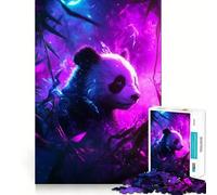 Rompecabezas de 1000 Piezas Panda neón en el Bosque para Adolescentes Juguete para ejercitar la Mente Tiempo en Familia Arte y Montaje Regalo Creativo (50x75cm)