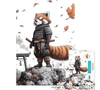 Rompecabezas de 1000 Piezas Panda Rojo samurái en la Cima de una montaña Diversión en casa decoración de Pared Juego práctico para Mayores de 14 años 50x75cm