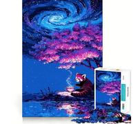 Rompecabezas de 1000 Piezas Panda Rojo Tomando té bajo un Cielo galáctico Ideal para Adolescentes Mejora la Memoria y el vínculo Familiar Bordes precisos Regalo Original (50x75cm)