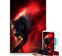 Rompecabezas de 1000 Piezas Pantera Negra con Aura de energía roja Diseño de Corte preciso Un desafío Inteligente y Divertido Ideal para el Ocio 50x75cm