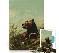 Rompecabezas de 1000 Piezas Pantera Negra en la Selva,Arte de Corte Exacto,Actividad de Juego Inteligente,Tiempo de Juego Relajado,Regalo de Decoración de Cumpleaños 38x52cm
