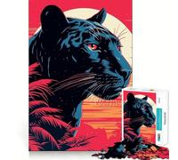 Rompecabezas de 1000 Piezas Pantera Negra Risograph,Juego de articulaciones afiladas,Entrenamiento Mental,Juego para Momentos acogedores,decoración navideña para la Pared 38x26cm