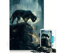 Rompecabezas de 1000 Piezas Pantera Negra sobre ruinas Antiguas,Piezas de Ajuste preciso,Juego Divertido y Estimulante,Momento Acogedor y Divertido,decoración navideña 38x26cm