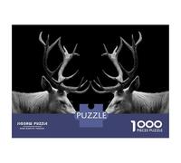 Rompecabezas De 1000 Piezas para Adolescentes 2 Deer Head Poster Rompecabezas para Adultos Juego De Ingenio Decoración 38x26cm/1000pcs
