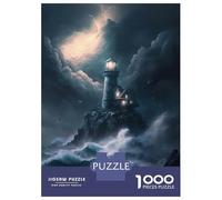Rompecabezas De 1000 Piezas para Adolescentes A Lighthouse in A Storm V2 Rompecabezas para Adolescentes Juguetes Antiestrés Regalos para Mujeres Regalos para Reducir El Estrés 70x50cm/1000pcs