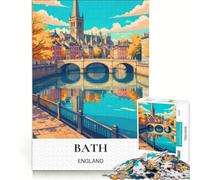 Rompecabezas de 1000 Piezas para Adolescentes: Abadía de Bath a orillas del río, Juegos Familiares, antiestrés, Regalos para Amigos y Familiares 50x75cm