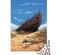 Rompecabezas De 1000 Piezas para Adolescentes Abandoned Shipwreck in Desert-2 Rompecabezas para Adultos Juegos Divertidos Decoración Ayuda A Ejercitar El Cerebro 52x38cm/1000pcs
