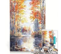 Rompecabezas de 1000 Piezas para Adolescentes: Abedules Junto al Lago en otoño Juegos relajantes, Divertidos y con Humor Un desafío único 38x52cm