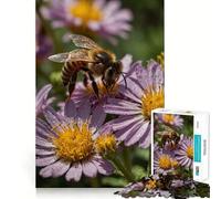 Rompecabezas de 1000 Piezas para Adolescentes Abeja sobre Flor Morada Juego desarrollar la coordinación cognitiva Regalo Ideal para Relajarse y divertirse en cumpleaños (38x26cm)