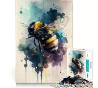 Rompecabezas de 1000 Piezas para Adolescentes Abeja zumbadora,Acuarela,Juego de Ajuste, desafío Mental,Juguete,Momento de diversión Tranquila,Escena navideña,Arte (38x52cm)