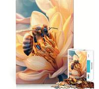 Rompecabezas de 1000 Piezas para Adolescentes Abejas aterrizando en una Flor Decoración de Corte preciso Juguete para ejercitar la Mente Juego de Paz Regalo Divertido de Navidad (50x75cm)