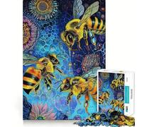 Rompecabezas de 1000 Piezas para Adolescentes Abejas en un jardín cósmico Diversión fluida y Estimulante Juego Casual para el Tiempo Libre Regalo Festivo y de Ocio (50x75cm)