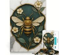 Rompecabezas de 1000 Piezas para Adolescentes Abejas y Flores sobre Fondo de mármol Juego de Ajuste Juego de Habilidad Mental Tiempo de diversión Relajante Ideal para cumpleaños (38x52cm)
