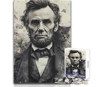 Rompecabezas de 1000 Piezas para Adolescentes, Abraham Lincoln con Gato, Retrato histórico, Rompecabezas, Juegos Familiares, Juguete Decorativo, decoración de Pared, tamaño 38x52cm