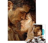 Rompecabezas de 1000 Piezas para Adolescentes Abrazo Apasionado Retrato de Amantes con técnica Impasto Rompecabezas para Adultos Juego práctico decoración de Pared Regalos de cumpleaños y Navidad