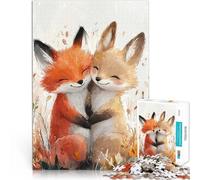 Rompecabezas de 1000 Piezas para Adolescentes Abrazo de Amigos Zorros Juego Educativo Familiar Toda la Familia. 38x26cm