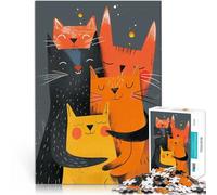 Rompecabezas de 1000 Piezas para Adolescentes Abrazo Familiar de Gatos Felices Juego de Preguntas Mejorar el Amor Entre Parejas 52x38cm