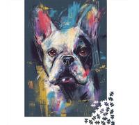 Rompecabezas De 1000 Piezas para Adolescentes Abstract French Bulldog Art Print Rompecabezas para Adultos Juguetes De Bricolaje Difícil Difícil Diversión En El Hogar Actividades, 70x50cm/1000pcs