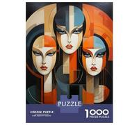 Rompecabezas De 1000 Piezas para Adolescentes Abstract Geometric Faces Art Print Rompecabezas para Adultos Juego Familiar Pero Divertido Y Humorístico Desafío Educativo 52x38cm/1000pcs