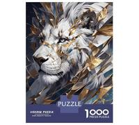Rompecabezas De 1000 Piezas para Adolescentes Abstract Lion Portrait with Gold Accents Rompecabezas para Adultos Juegos Relajantes Decoración De Pared 52x38cm/1000pcs