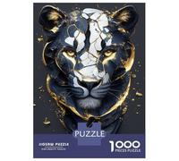 Rompecabezas De 1000 Piezas para Adolescentes Abstract Panther Portrait with Gold Accents Rompecabezas para Adultos Juegos Relajantes Decoración Interacción Entre Padres E Hijos 52x38cm/1000p