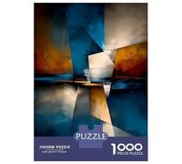 Rompecabezas De 1000 Piezas para Adolescentes Abstract Pentagonal Form - Blue, Gold & Ivory Geometry Rompecabezas para Adultos Juegos Divertidos Decoración Cumpleaños, Navidad 38x26cm/10