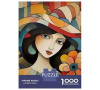 Rompecabezas De 1000 Piezas para Adolescentes Abstract Woman with Hat and Flower Rompecabezas para Adultos Juegos Relajantes Decoración De Pared 70x50cm/1000pcs