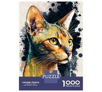 Rompecabezas De 1000 Piezas para Adolescentes Abyssinian Cat Watercolor Rompecabezas para Adultos Juegos Relajantes Decoración Desafío Educativo 52x38cm/1000pcs