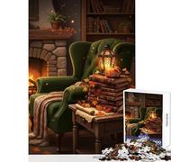 Rompecabezas de 1000 Piezas para Adolescentes Acogedor rincón de Lectura otoñal decoración del hogar Juguetes Regalo para cumpleaños Juegos educativos Cada Pieza es única - Tamaño 50x75cm