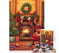 Rompecabezas de 1000 Piezas para Adolescentes Acogedor rincón navideño Juguetes antiestrés Regalos de Amigo Secreto Juego de ingenio Lista de Deseos con Papá Noel tamaño 50x75cm