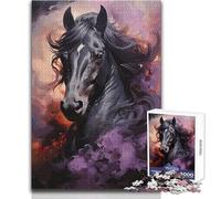 Rompecabezas de 1000 Piezas para Adolescentes, Acuarelas de Caballos, pasatiempo Tranquilo y satisfactorio, Juguete de Corte de precisión Entrelazado, tamaño 38x52cm