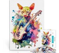 Rompecabezas de 1000 Piezas para Adolescentes Acuarelas del Gato Peterbald Difícil Difícil Colección de Artistas, Bellas Artes 38x26cm