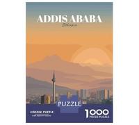 Rompecabezas De 1000 Piezas para Adolescentes Addis Ababa, Ethiopia Cityscape Art Rompecabezas para Adultos Juguetes DIY Pero Divertidos Y Humorísticos Cumpleaños 52x38cm/1000pcs