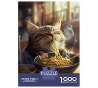 Rompecabezas De 1000 Piezas para Adolescentes Adorable Cat Ramen Noodles Rompecabezas para Adolescentes Juegos Familiares Desafío Difícil Regalos De Cumpleaños Y Únicos 52x38cm/1000pcs
