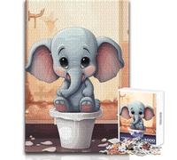 Rompecabezas de 1000 Piezas para Adolescentes, Adorable Elefante en el Inodoro, Hermoso diseño, Juego para Mejorar la Memoria, Regalo para cumpleaños, tamaño 50x75cm