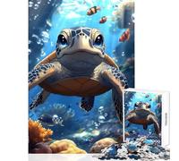 Rompecabezas de 1000 Piezas para Adolescentes Adorable Tortuga en el océano Juguete para decoración de Pared Regalos de Amigo Secreto Juegos educativos Ayuda a ejercitar el Cerebro tamaño 38x52cm