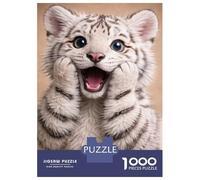 Rompecabezas De 1000 Piezas para Adolescentes Adorable White Tiger Cub Portrait Rompecabezas para Adultos Juego De Ingenio para Mejorar La Memoria Regalos para Amigos Y Familiares 70x50cm/1000pcs